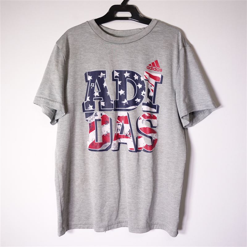 adidas アディダス キッズ Tシャツ 半袖 プリントロゴ 古着 library