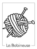 coloring ball of yarn and needles