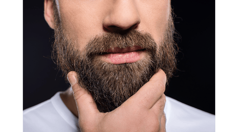 White man touching beard that has been conditioned with beard oil
