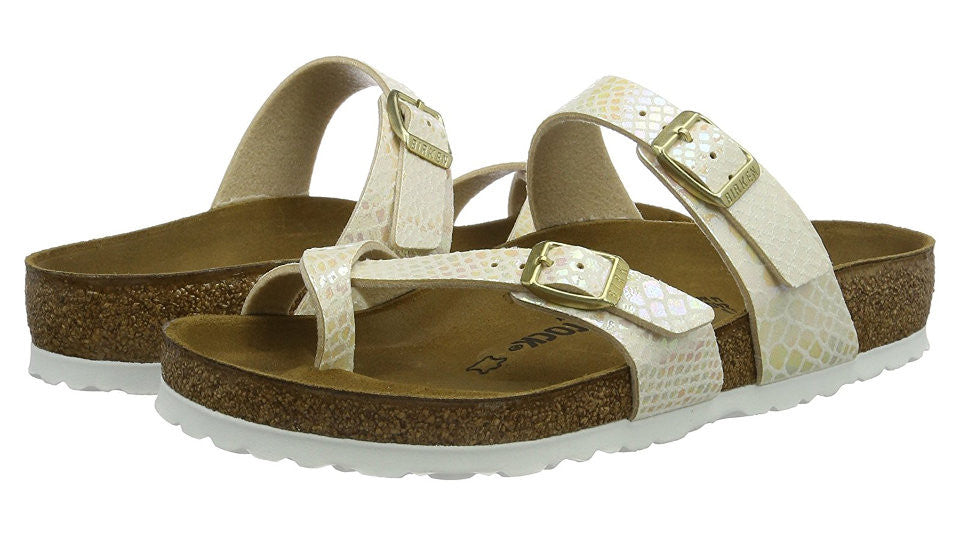 birkenstock mayari shiny snake cream