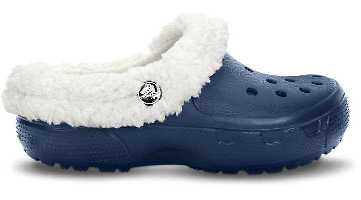 navy crocs with fur