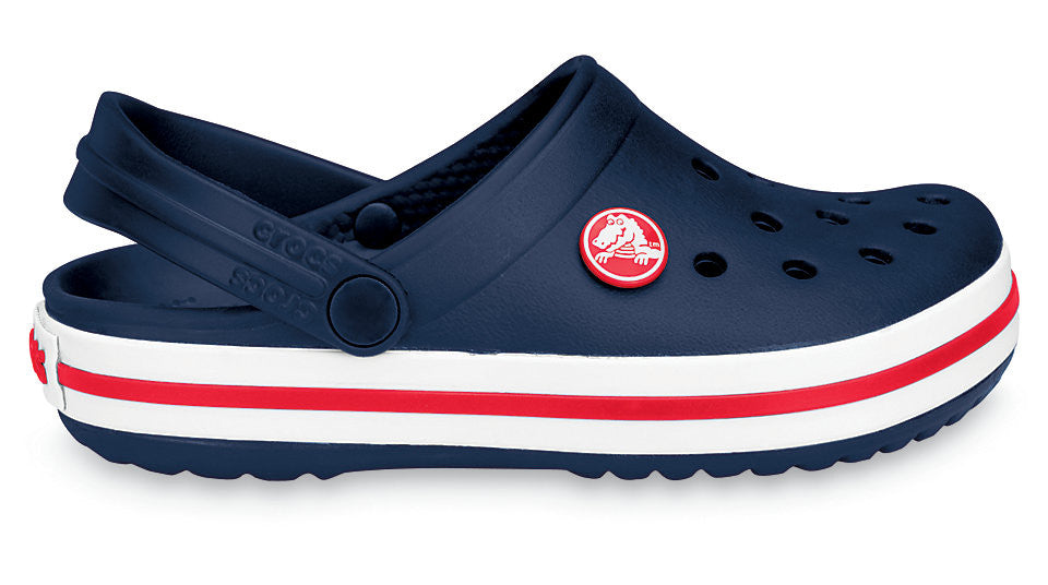 blue and red crocs