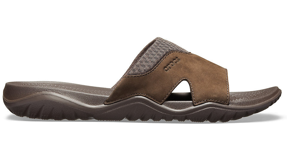 Crocs Swiftwater Leather Slide Espresso 