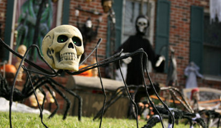 Halloween Decorations on a Front Yard