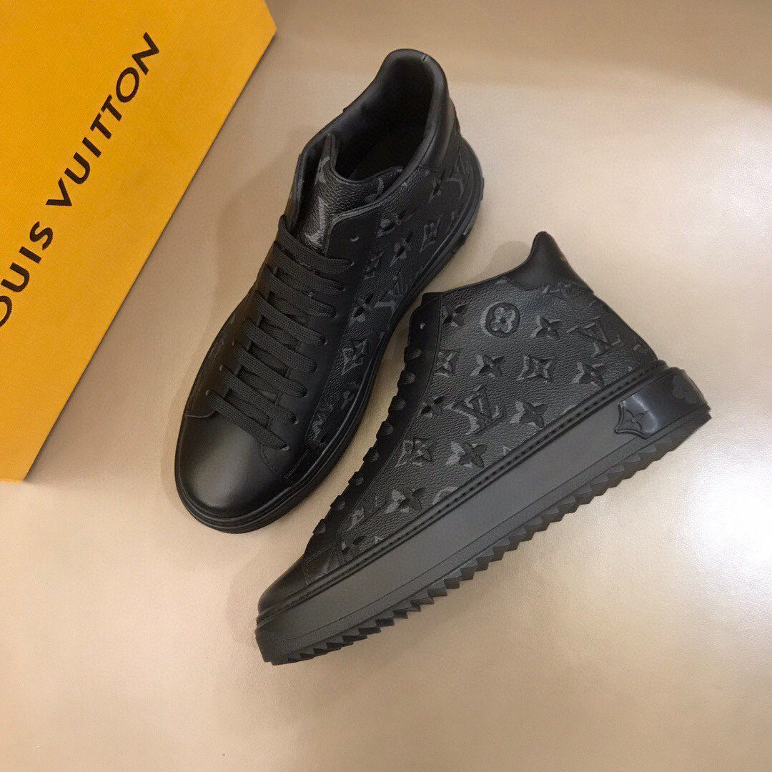 LV Louis Vuitton Men's Leather High Top Sneakers Shoes