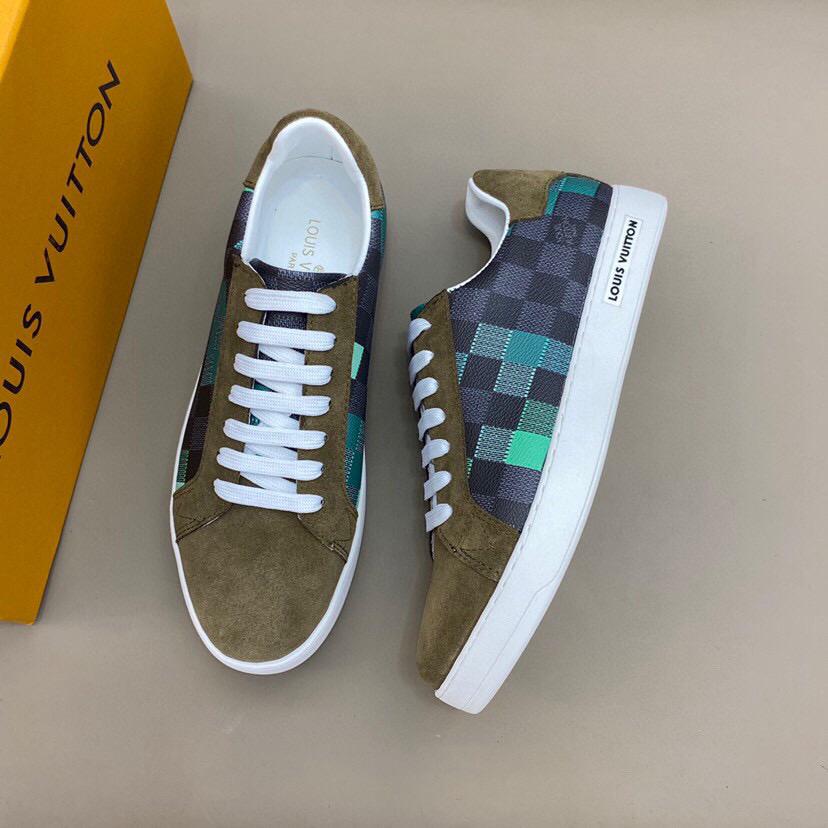 LV Louis Vuitton BEST QUALITY Men's Leather Low Top Sneakers