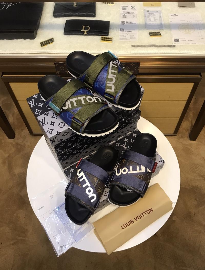 LV Louis Vuitton Men's Leather Fashion Sandals