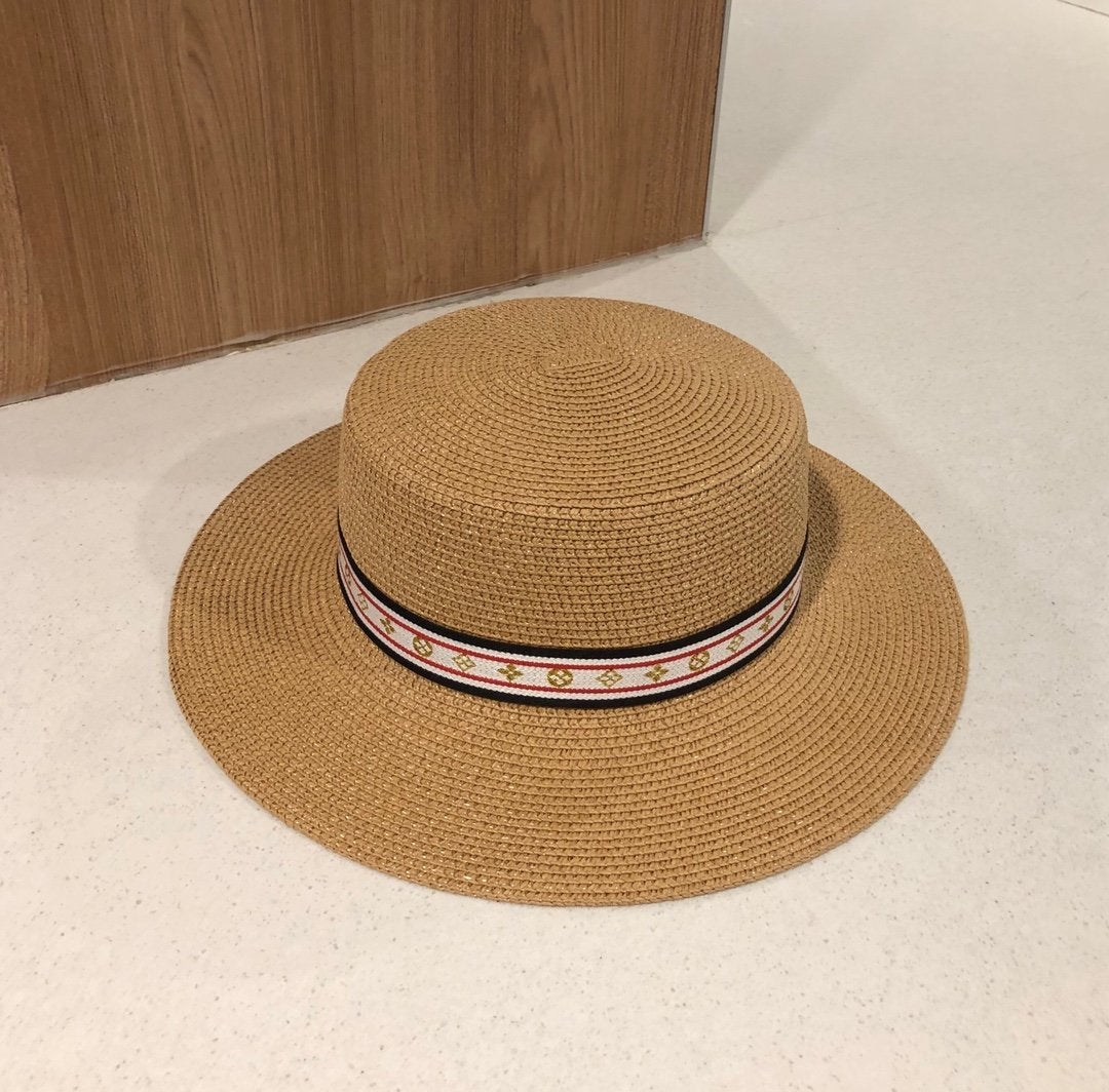 LV louis vuitton fashion straw hat, men's and women's lightweight breathable travel hat