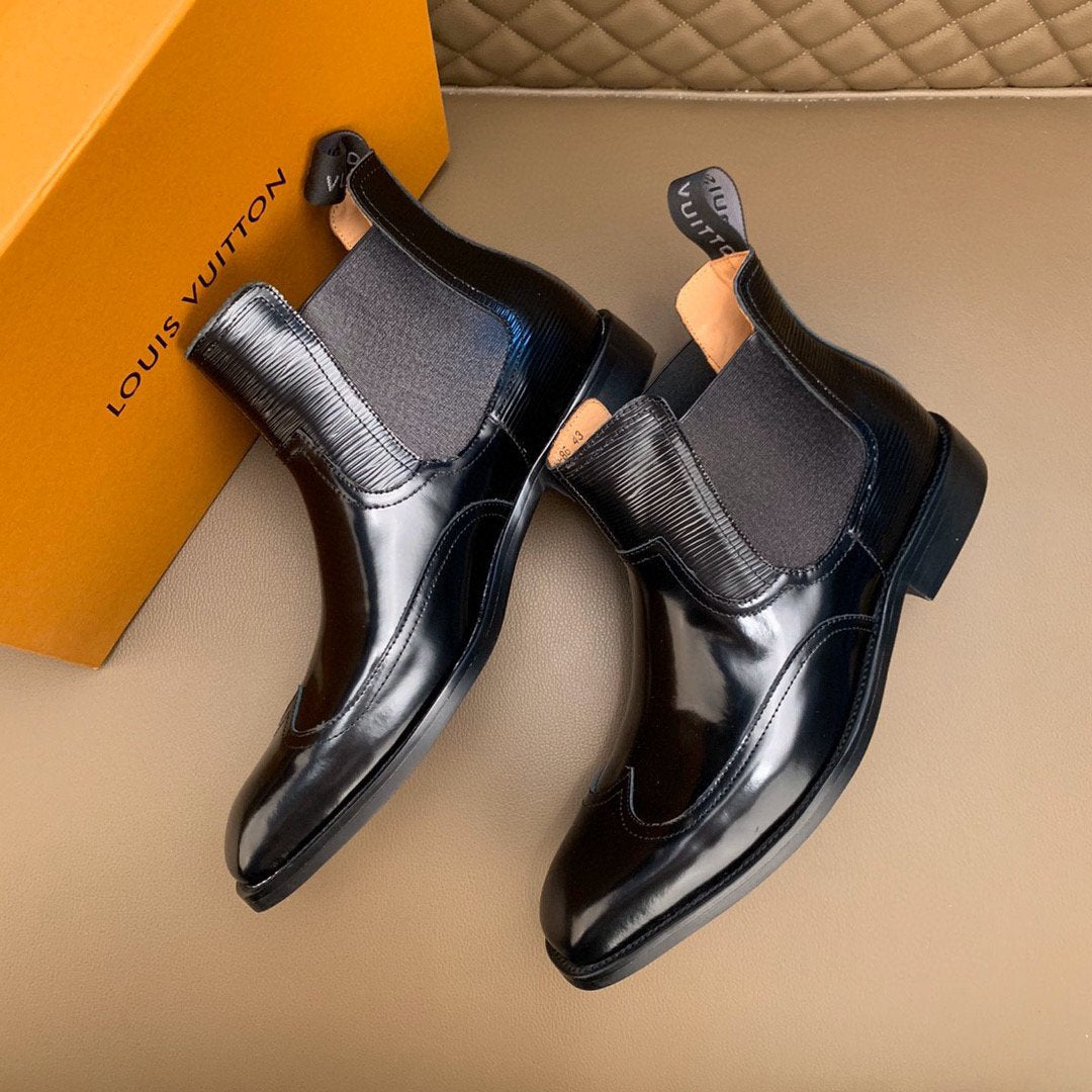 LV Louis Vuitton Men's Fashion High Top Leather Boots Shoes