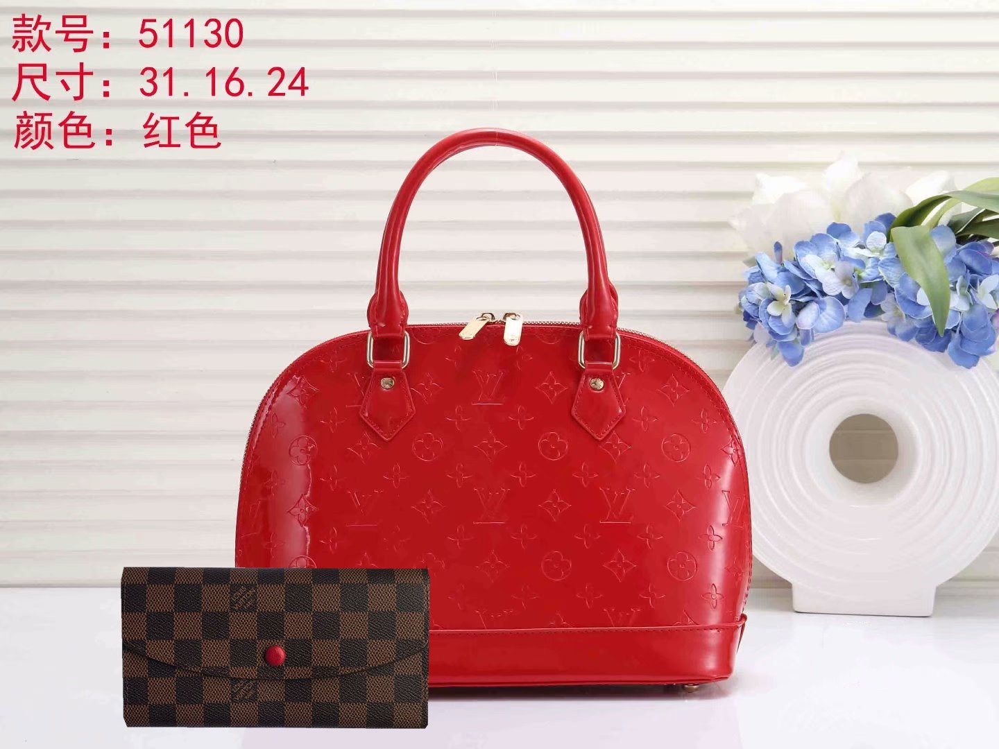 Cheap LV Louis Vuitton Women Monogram Canvas  Shopping Bag Shoulder Bag Wallet Two-Piece Set4