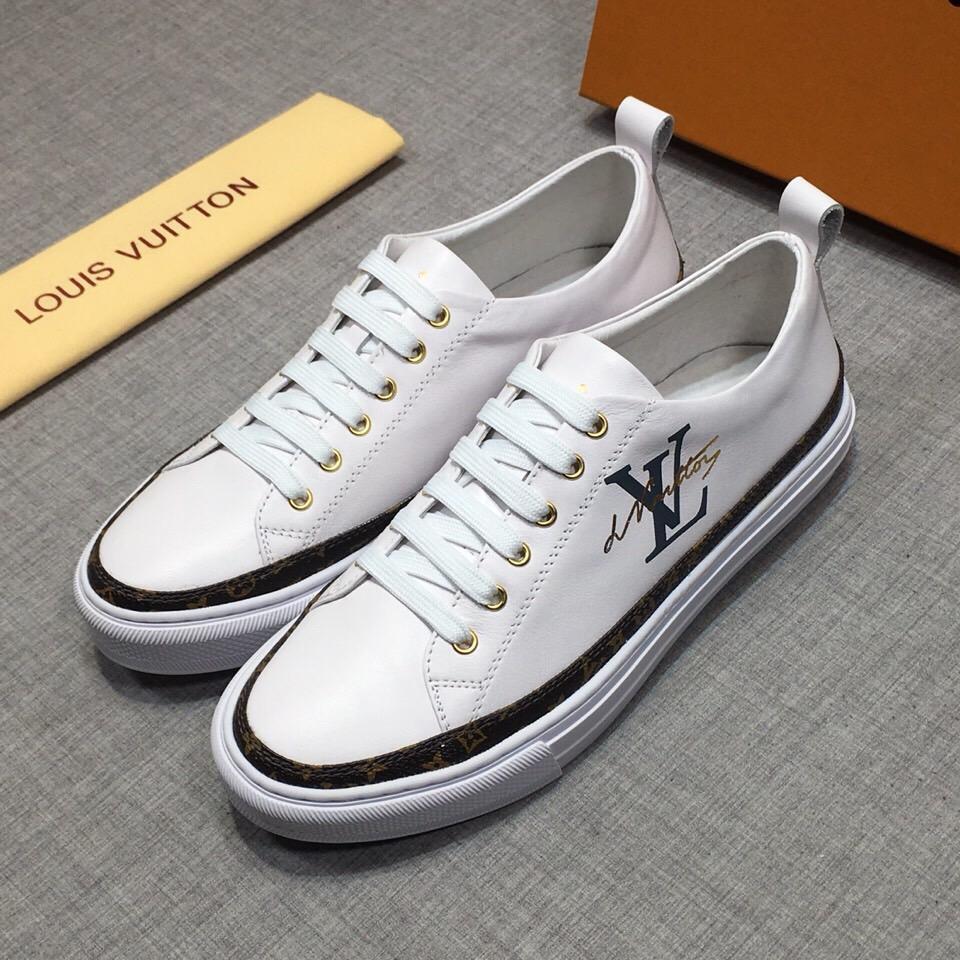 LV Louis Vuitton Men's Leather Low Top Sneakers Shoes