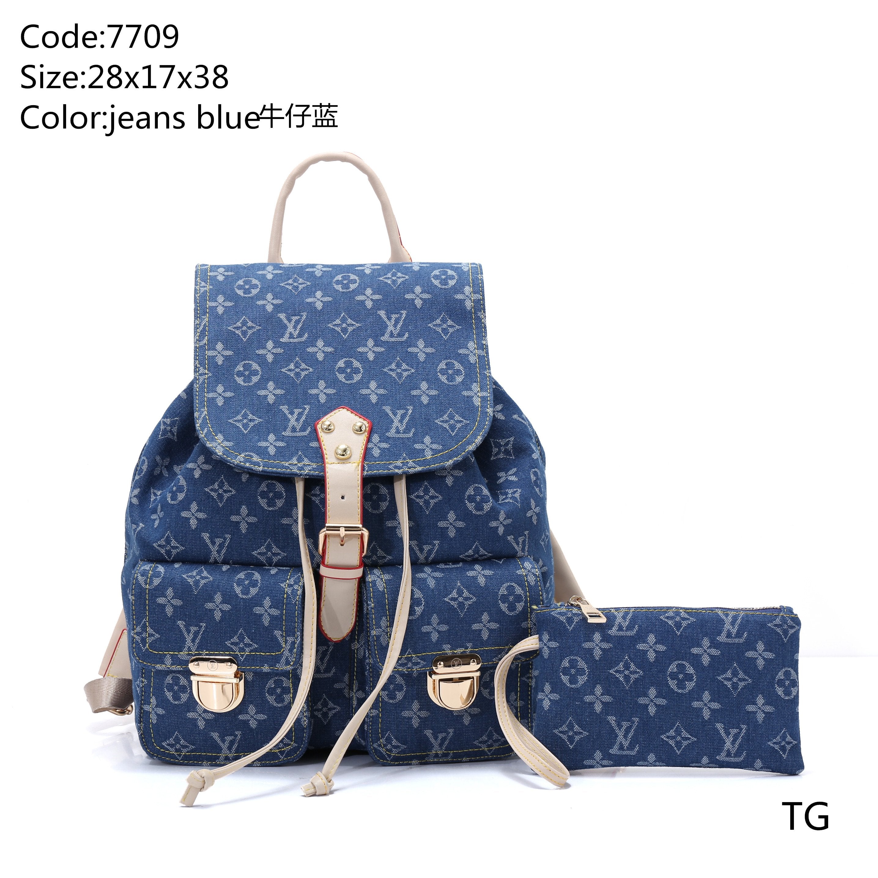 Cheap LV Louis Vuitton women's Monogram canvas shopping bag backpack wallet two piece set 4