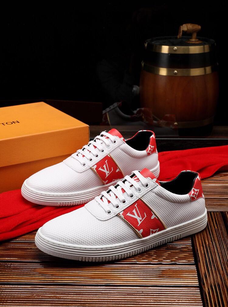 LV Louis Vuitton Men's Leather Fashion Sneakers Shoes