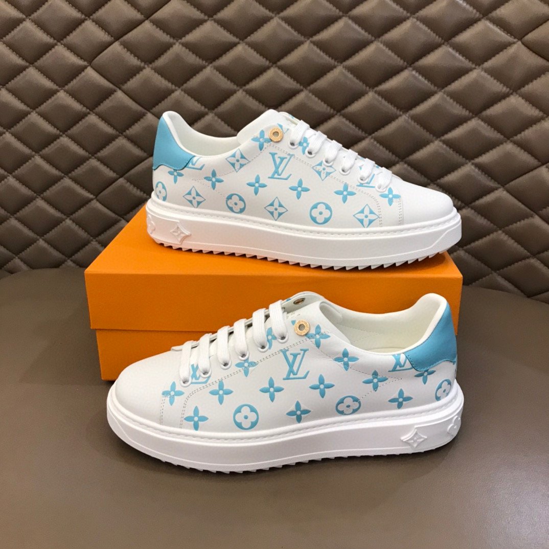 LV Louis Vuitton Men's And Women's Leather Low Top Sneakers Shoes