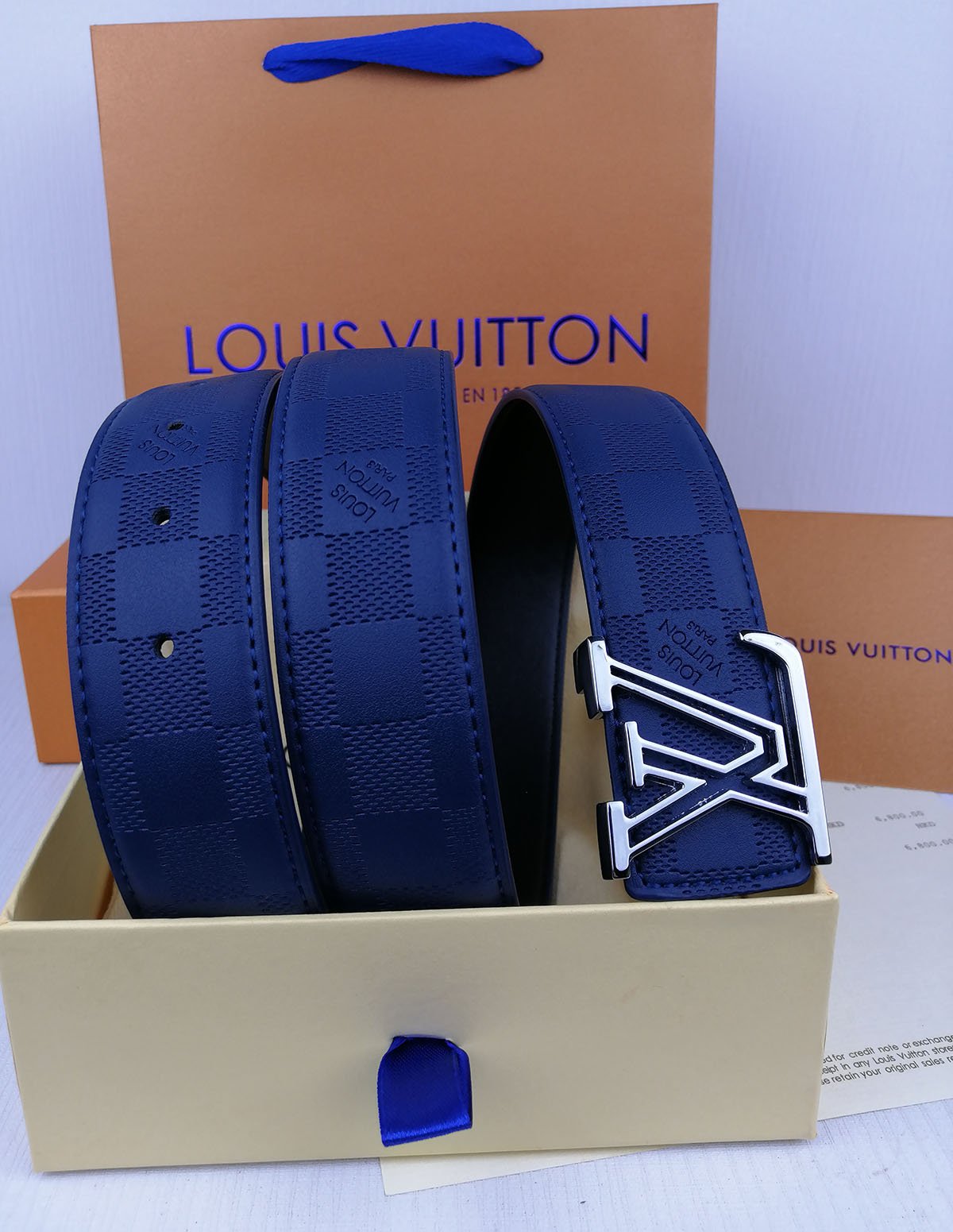 LV Louis Vuitton 3.8 CM Width Classical Fashion Men Women Smooth Leather Buckle Skin Belts 9