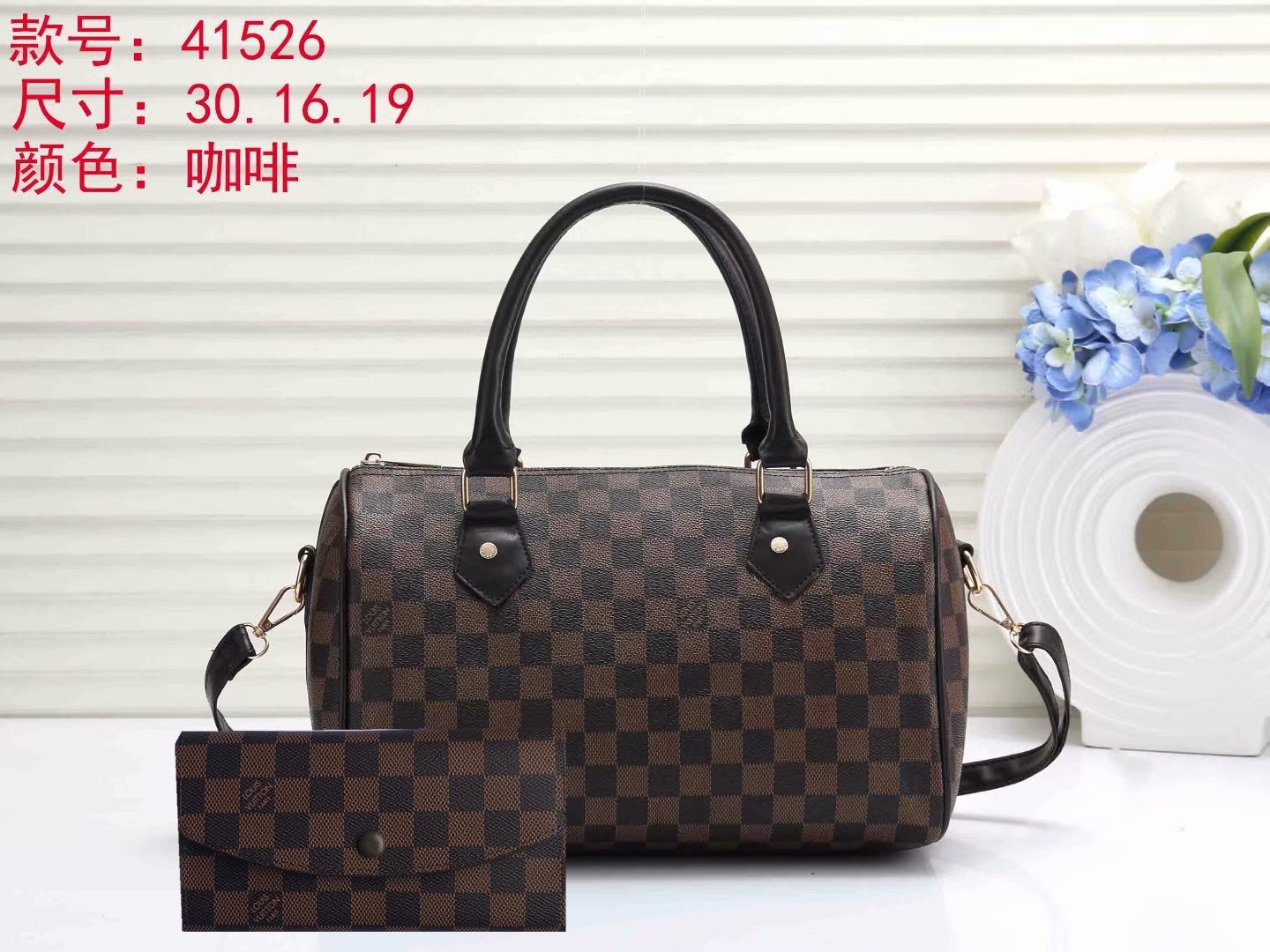 Cheap LV Louis Vuitton Women Monogram Canvas  Shopping Bag Shoulder Bag Wallet Two-Piece Set4