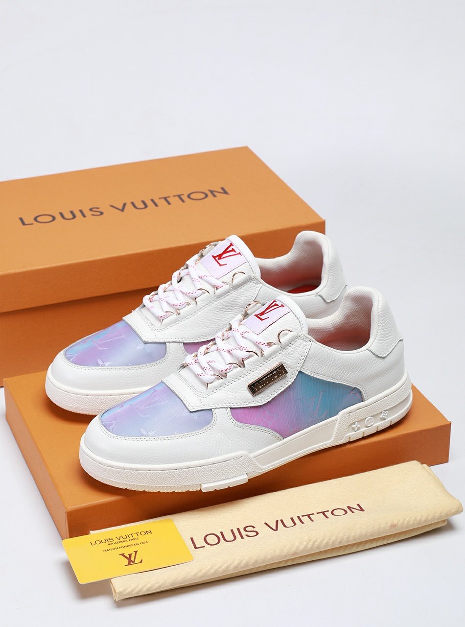 LV Louis Vuitton Men's Leather Low Top Sneakers Shoes