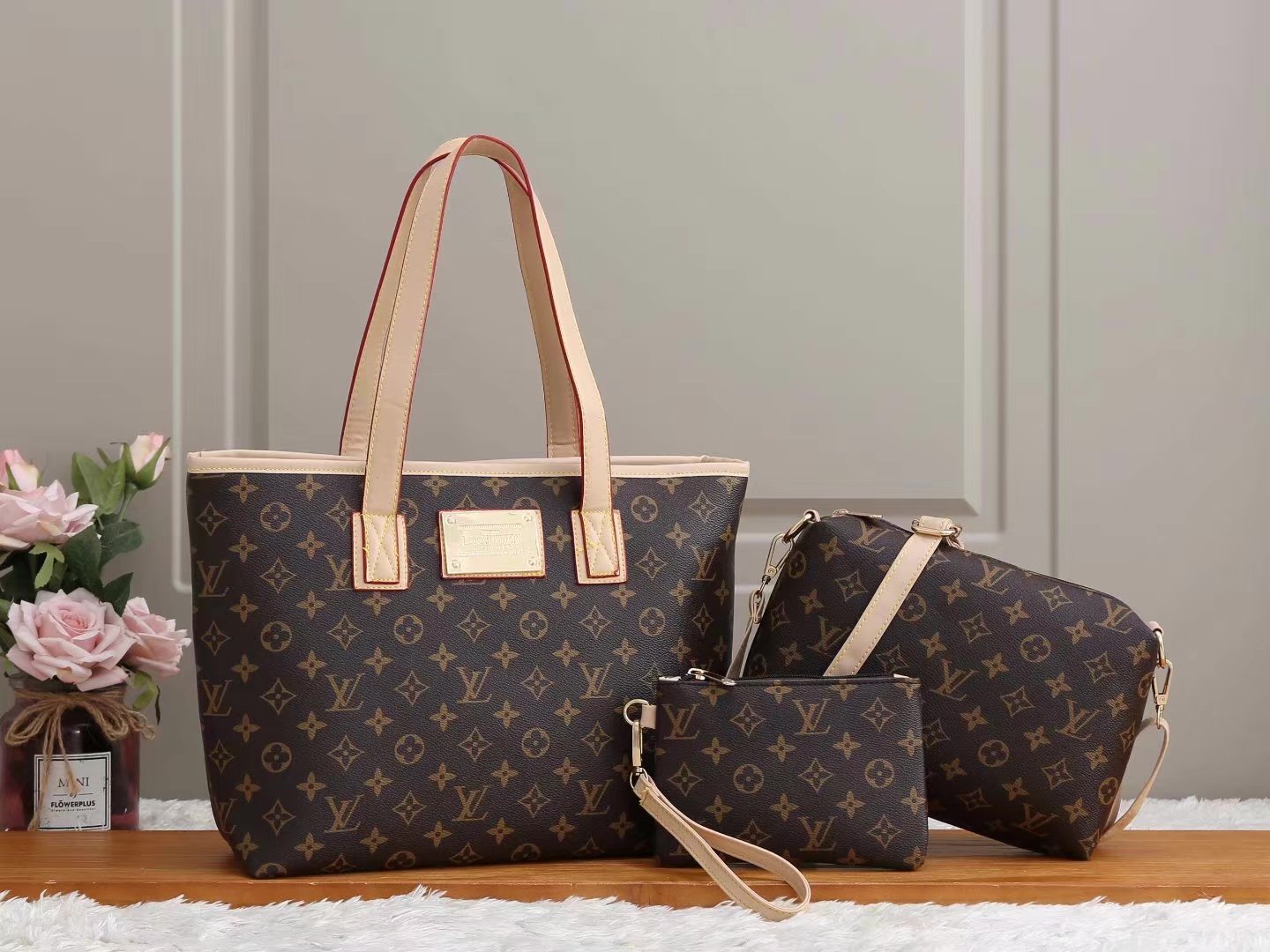 LV Louis Vuitton cheap discount three piece shopping bag Women classic fashion shoulder bag handbag 