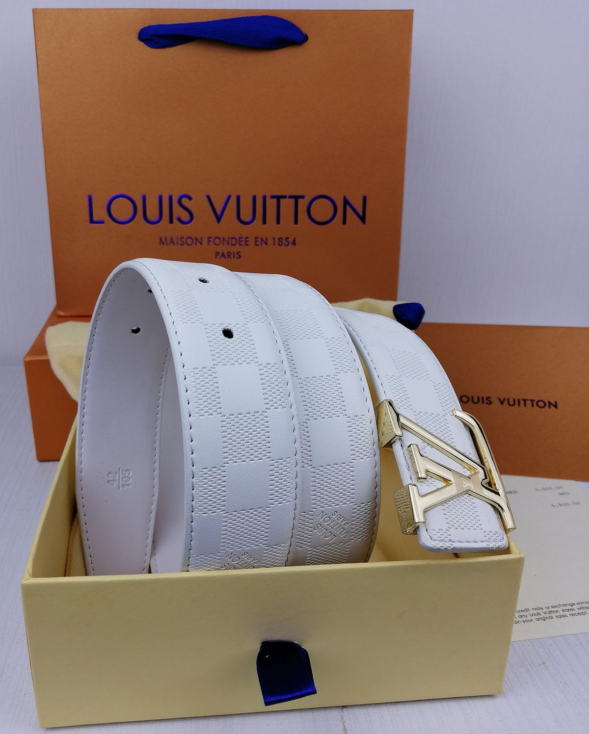 LV Louis Vuitton 3.8 CM Width Classical Fashion Men Women Smooth Leather Buckle Skin Belts 9