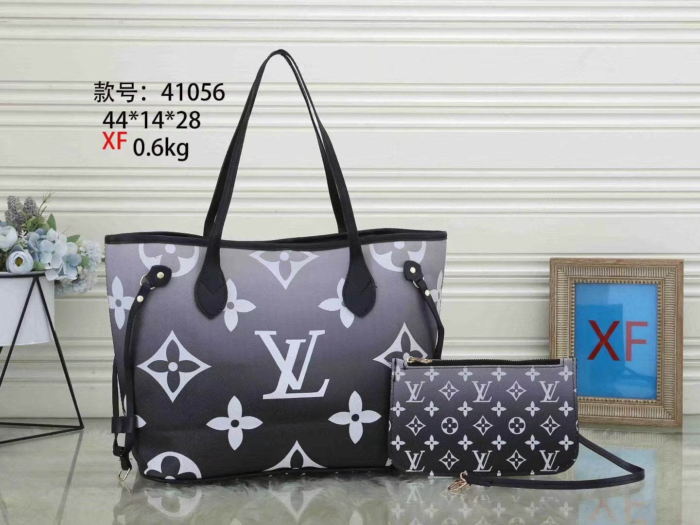 Cheap LV Louis Vuitton Women Monogram Canvas  Shopping Bag Shoulder Bag Wallet Two-Piece Set4