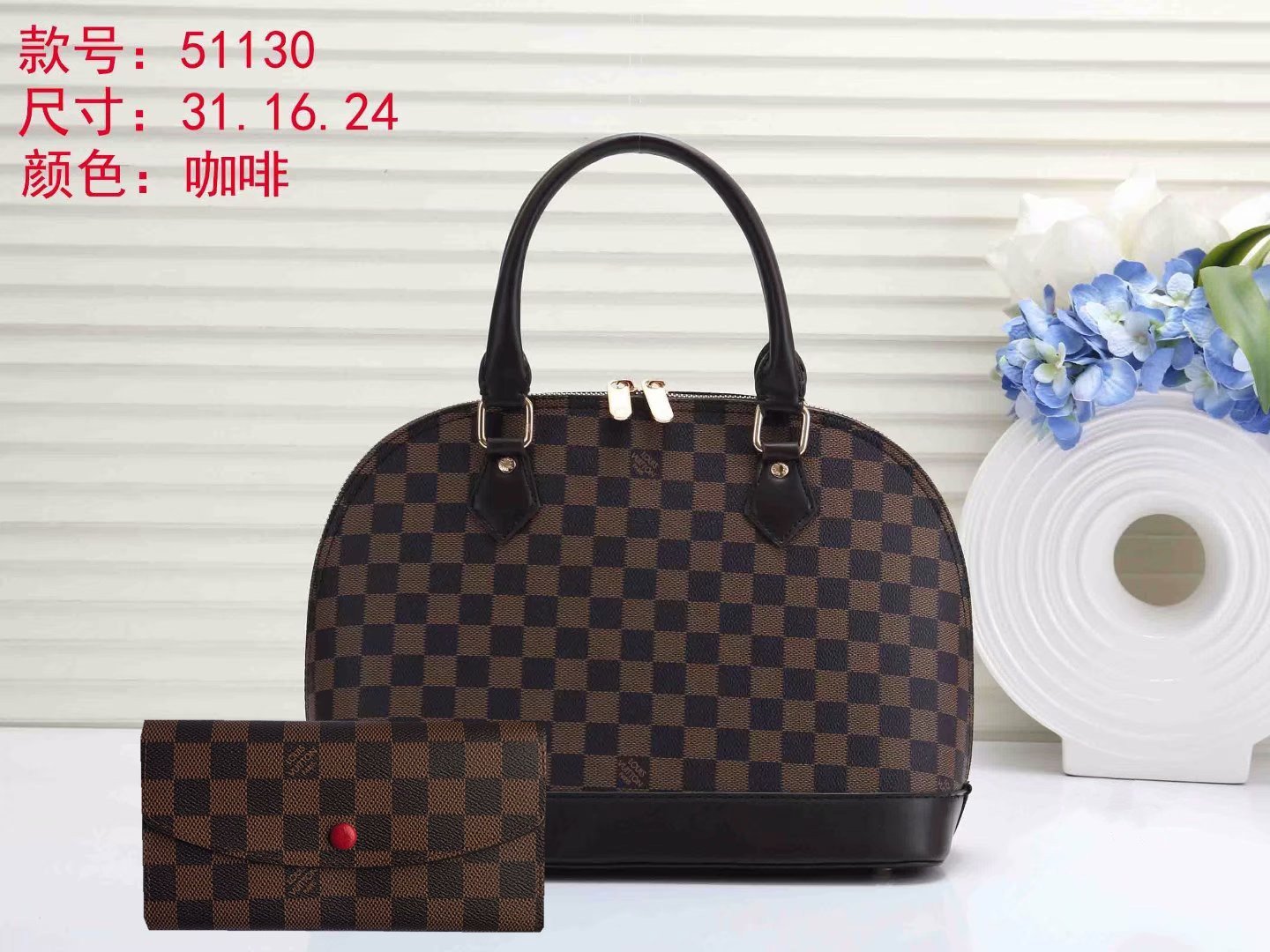 Cheap LV Louis Vuitton Women Monogram Canvas  Shopping Bag Shoulder Bag Wallet Two-Piece Set4