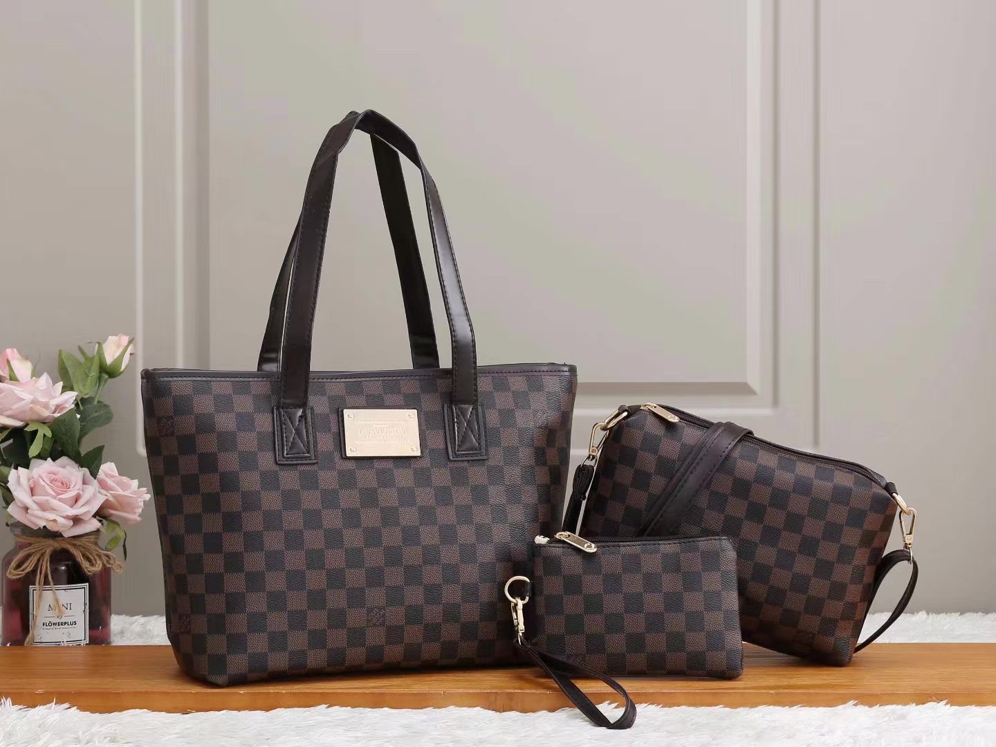 LV Louis Vuitton cheap discount three piece shopping bag Women c