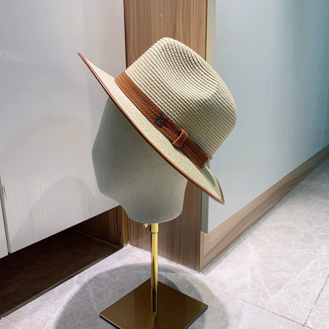 LV louis vuitton fashion straw hat, men's and women's lightweight breathable Beach Hat, head