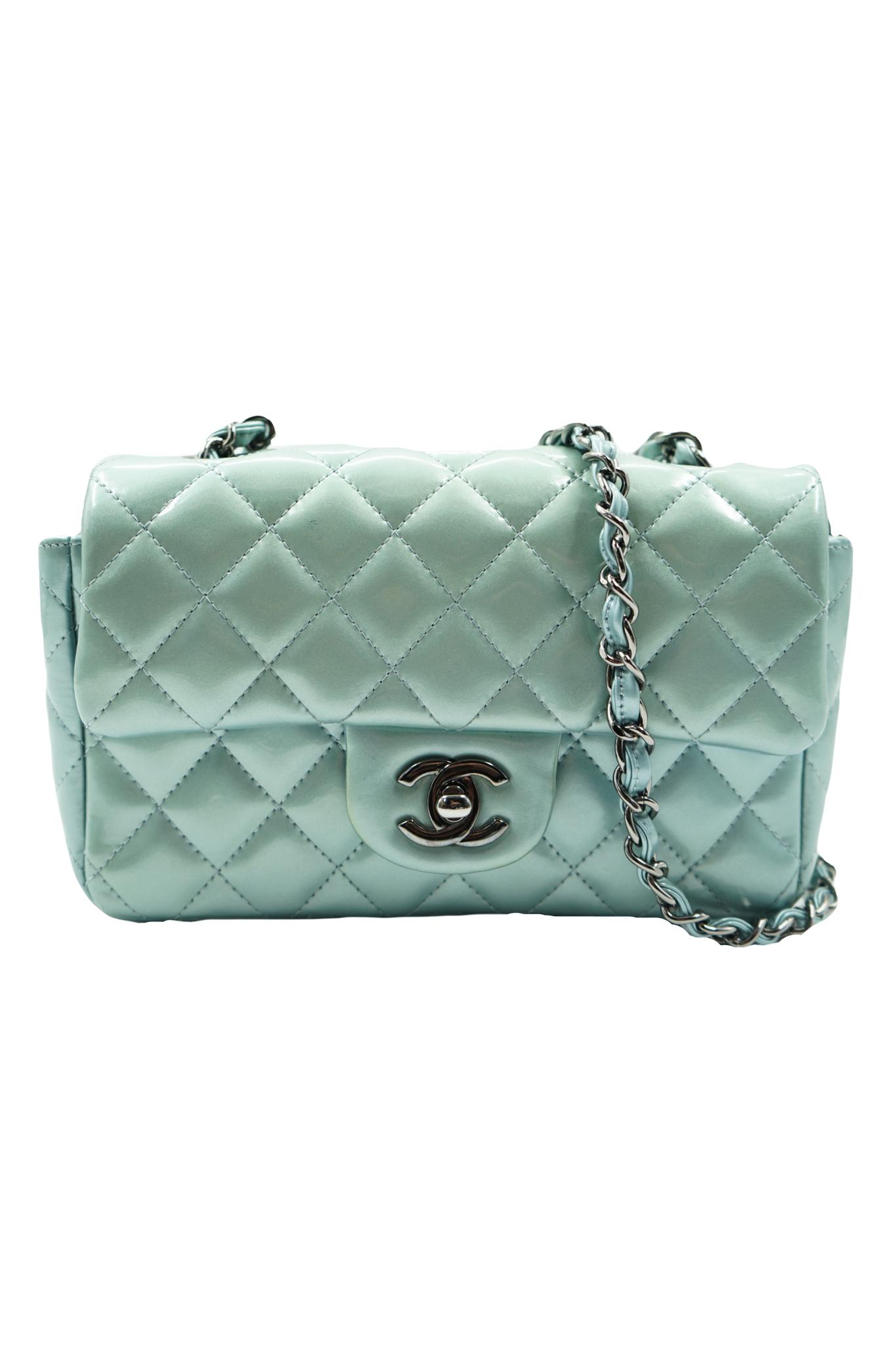 CHANEL Lambskin Chevron Quilted Medium Trendy CC Dual Handle Flap Bag Mint  Green 1082069  FASHIONPHILE