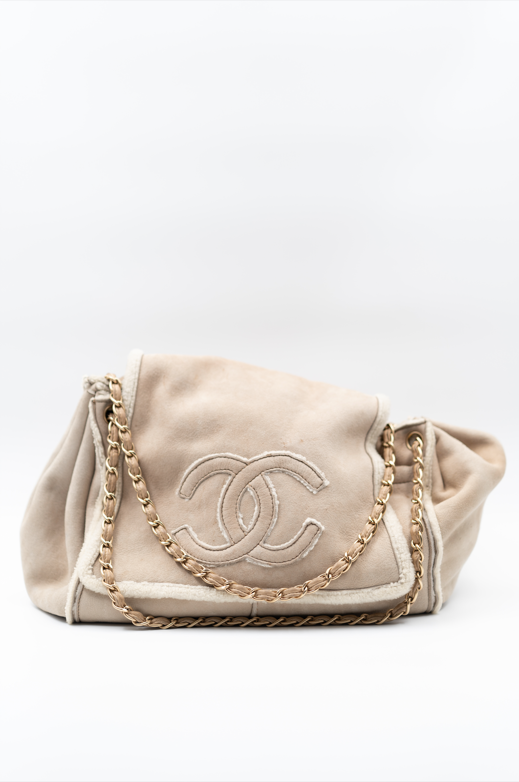 Chanel CC Back Muff Flap Bag Quilted Lambskin and Shearling Large