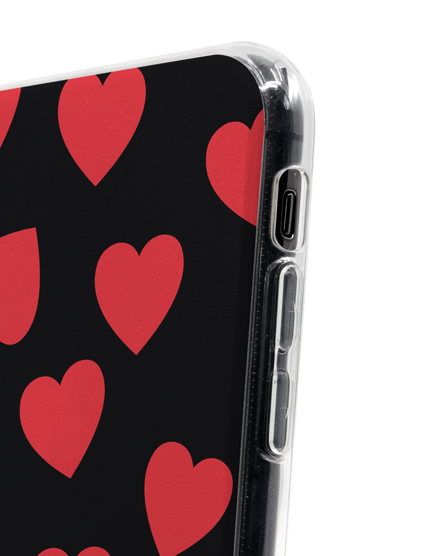 Repeating Hearts Silicone Phone Case for Apple iPhone XS Max with transparent sides