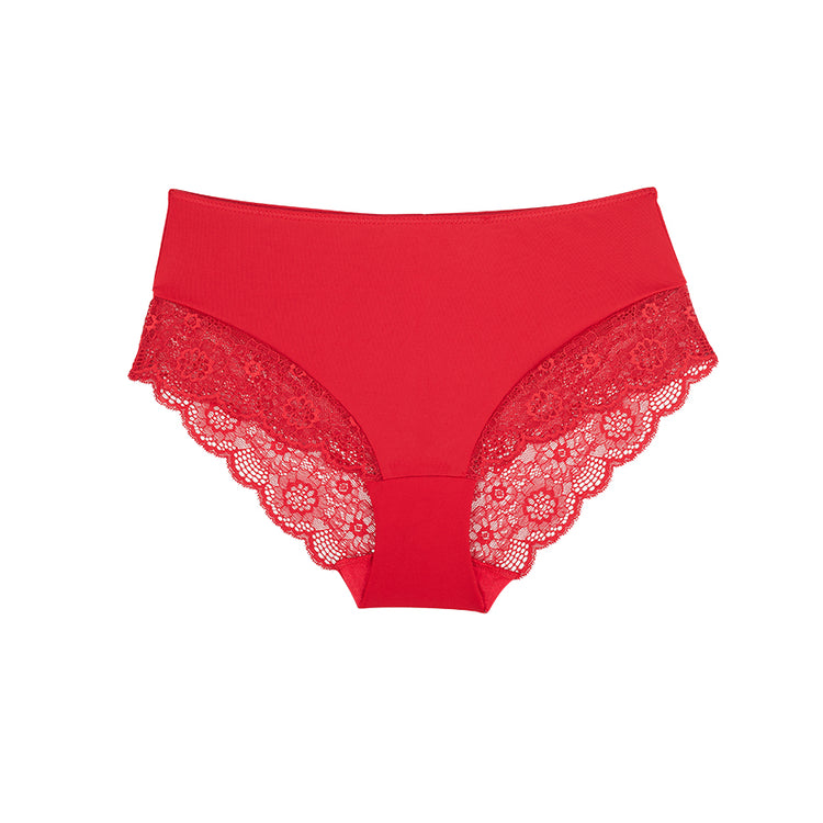 Peony Lace Premium Support Bra & Midi Brief Set - Savvy Red