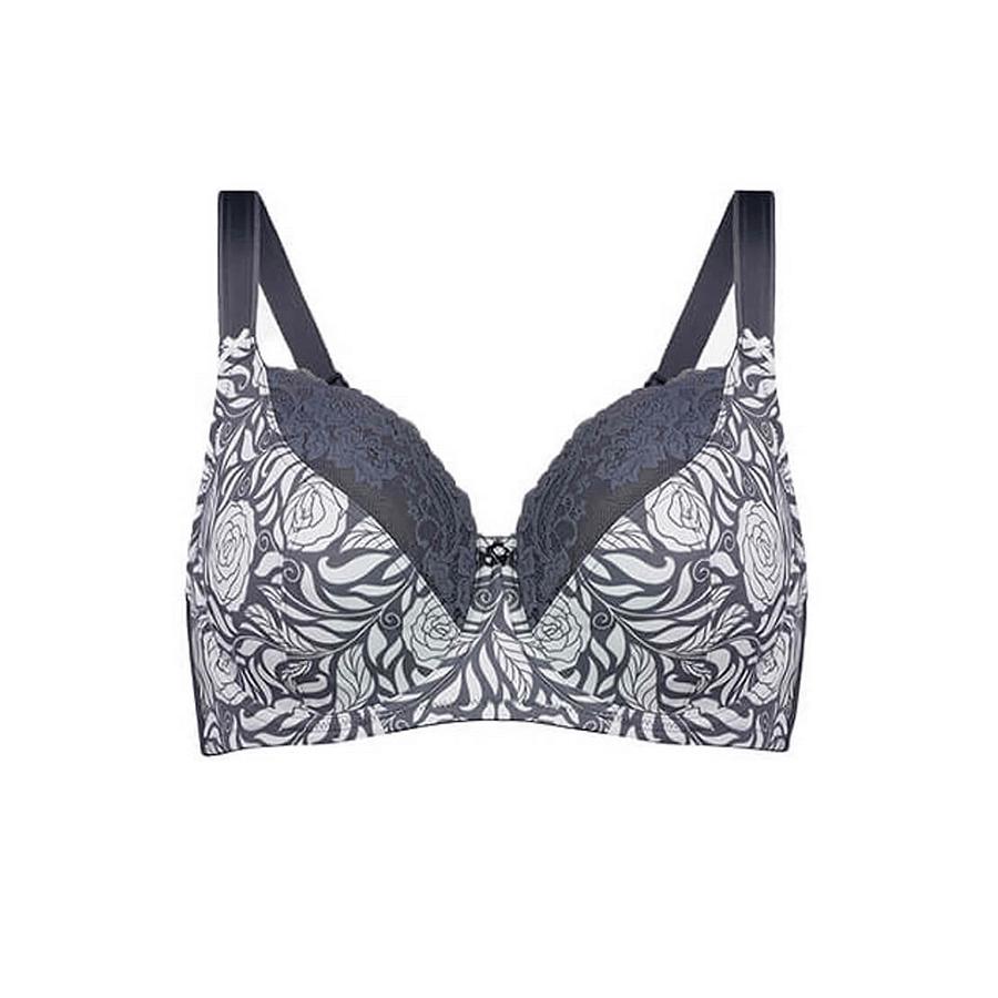 Signature Print Full Cup Bra - Grey Pewter Rose