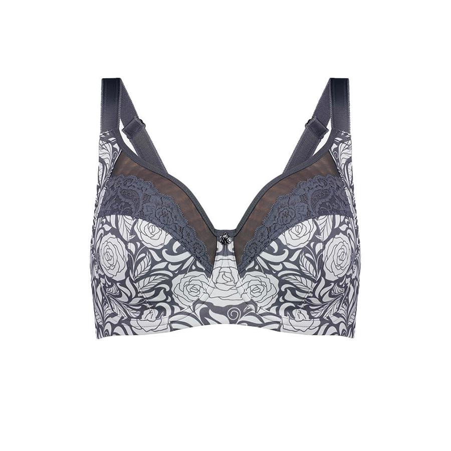 Signature Print Premium Support Bra - Grey Pewter Rose