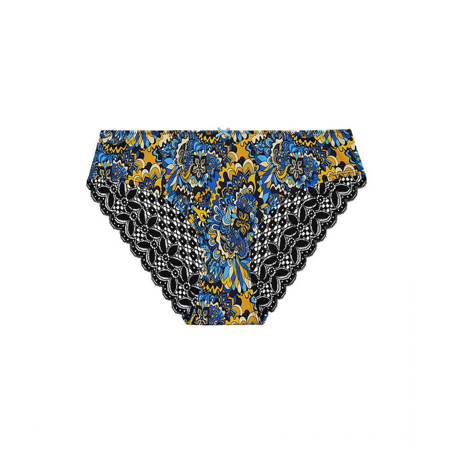 Lace Bum Bikini Brief - Midnight Paisley