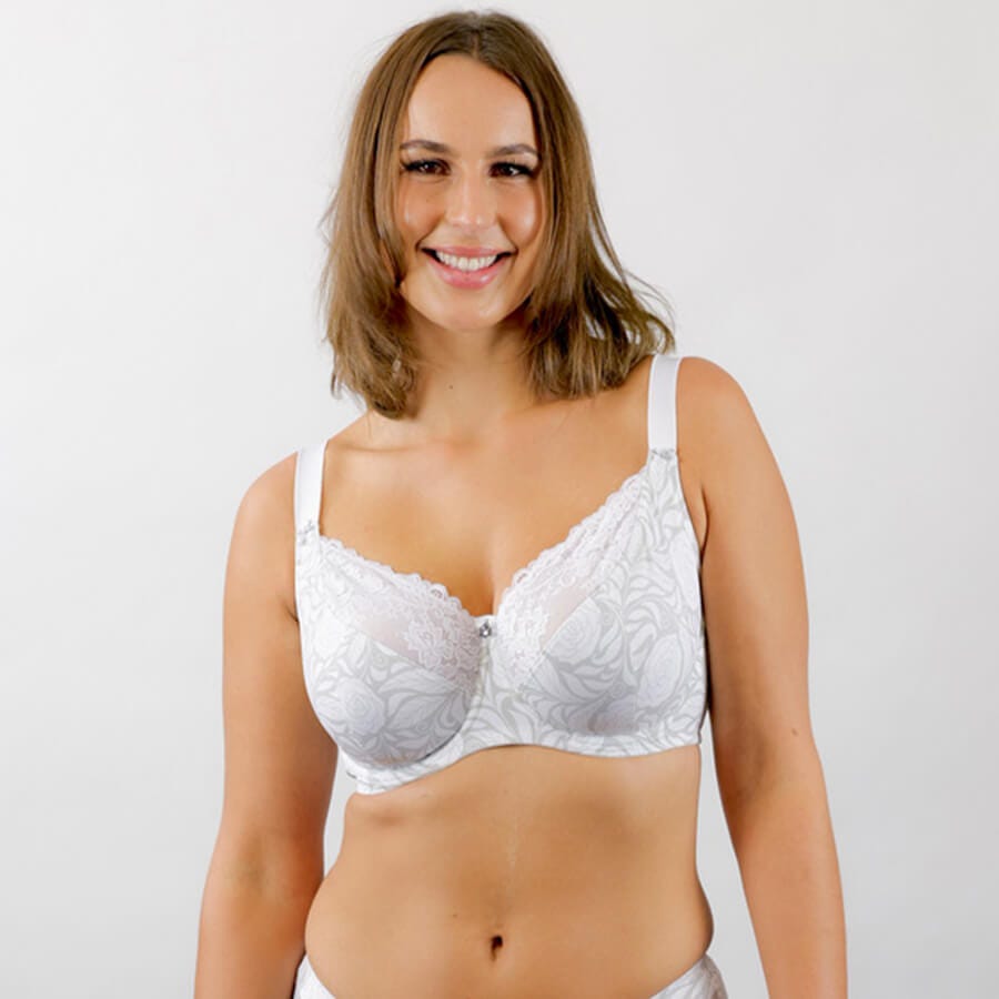 Signature Print Full Cup Bra - White Ice Rose