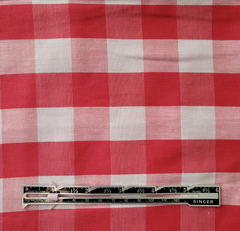 Read and white plaid cotton fabric