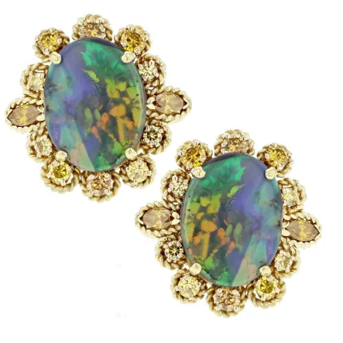 Gold opal earrings