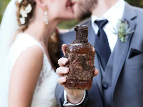 Wedding couple with bourbon