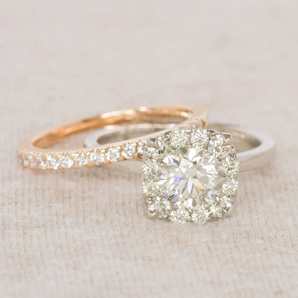 Diamond engagement ring and diamond bands