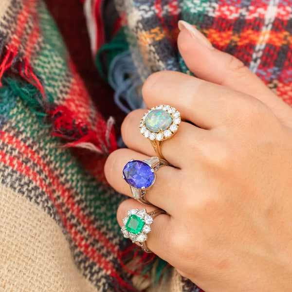 colored stone rings