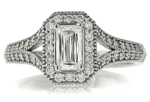 Emerald cut diamond ring