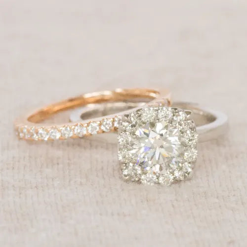 Diamond engagement ring and band
