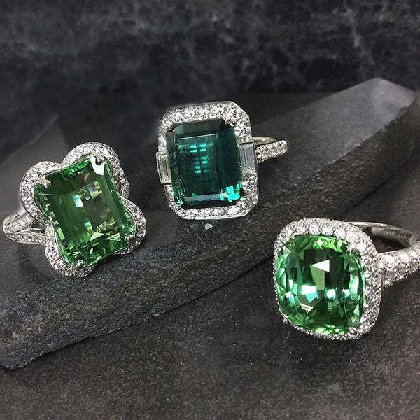 Green gemstone rings