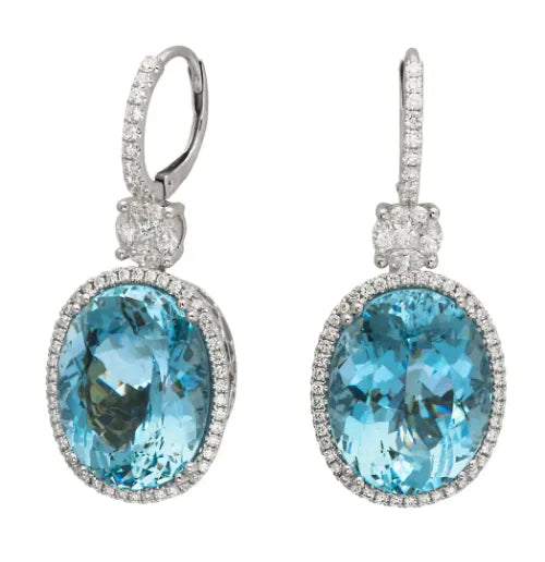 Blue gemstone and diamond earrings