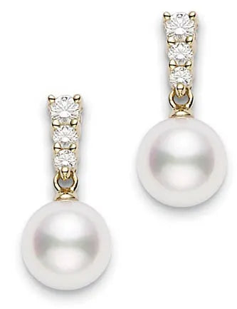 Mikimoto pearl and diamond earrings