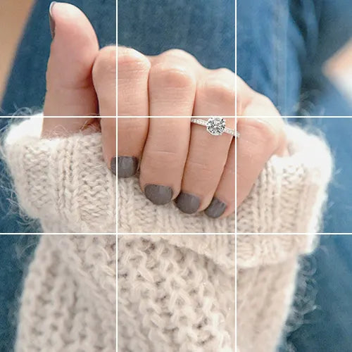 Diamond ring and white sweater
