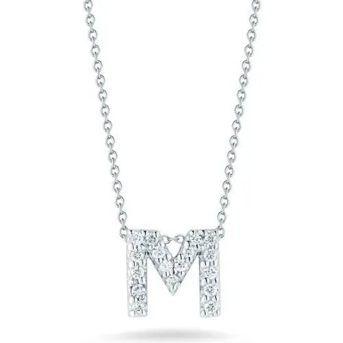 Roberto coin M diamond initial necklace