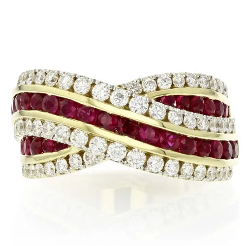 Red gemstone and diamond ring