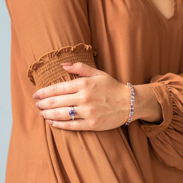 Blue gemstone bracelet and ring