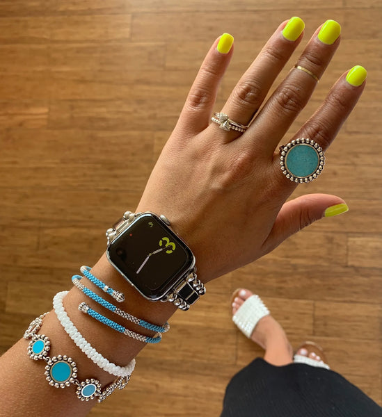 Teal ring and smart watch band